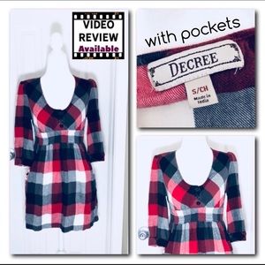 Plaid Mini Dress with Pockets